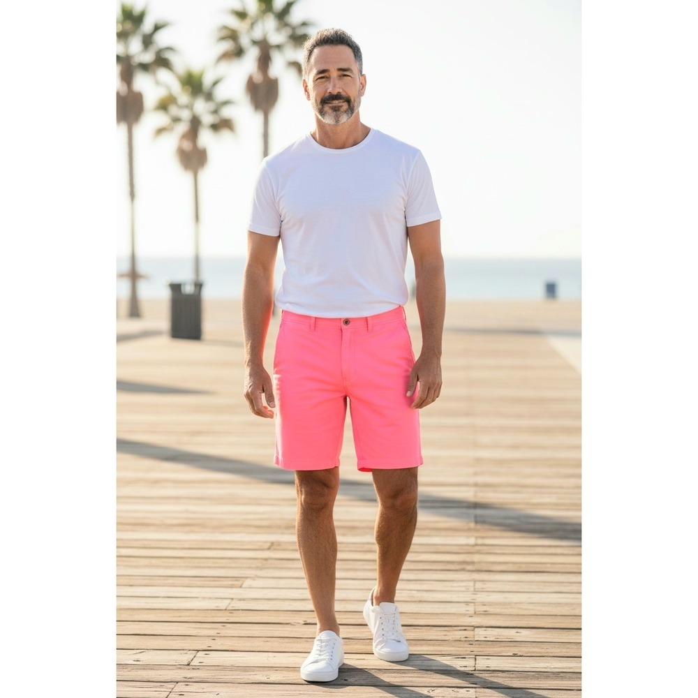 Vineyard Vines island Men shorts bright Coral pockets zip 7"‎ logo RTL $85 SZ 32